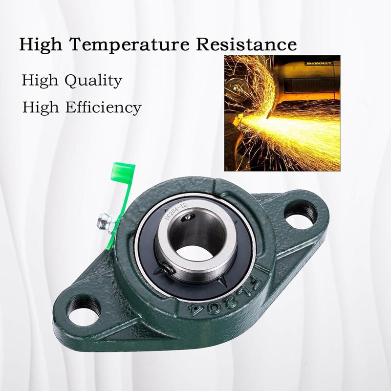 SHINICO Pillow Block Bearing 3/4 inch Shaft Bore, Flange Mounted UCFL204-12, Solid Cast Iron Base, Swamp Cooler Parts, Self-Aligning, 2Pack - Image 5